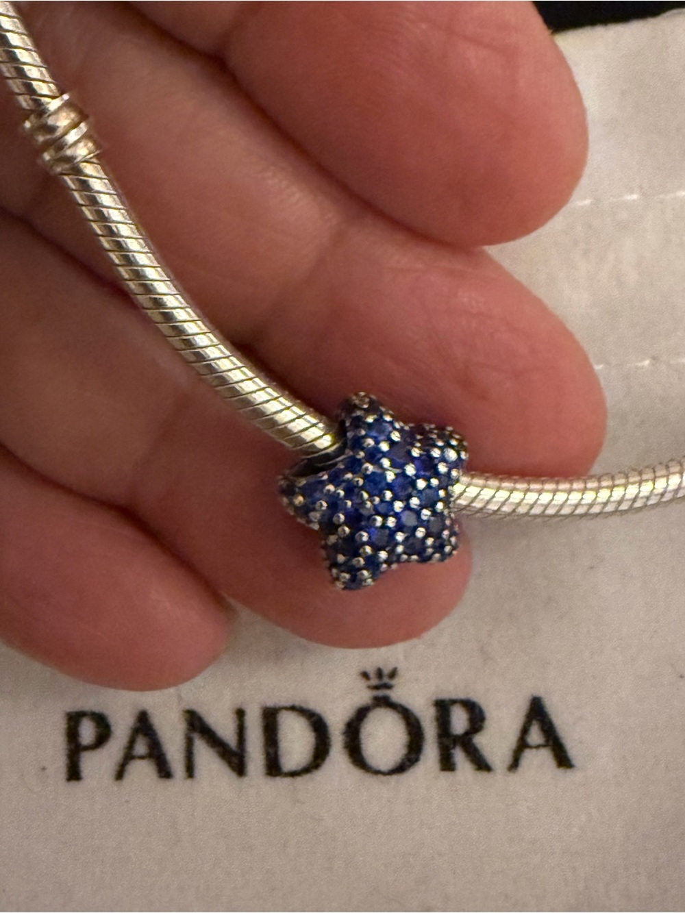 Pandora Blue Pave Star Charm - Silver Accents